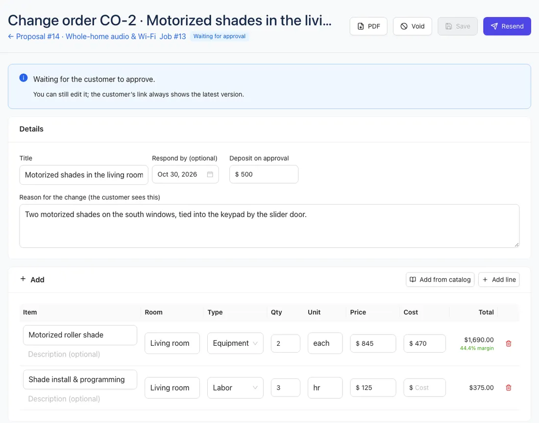 Building a change order